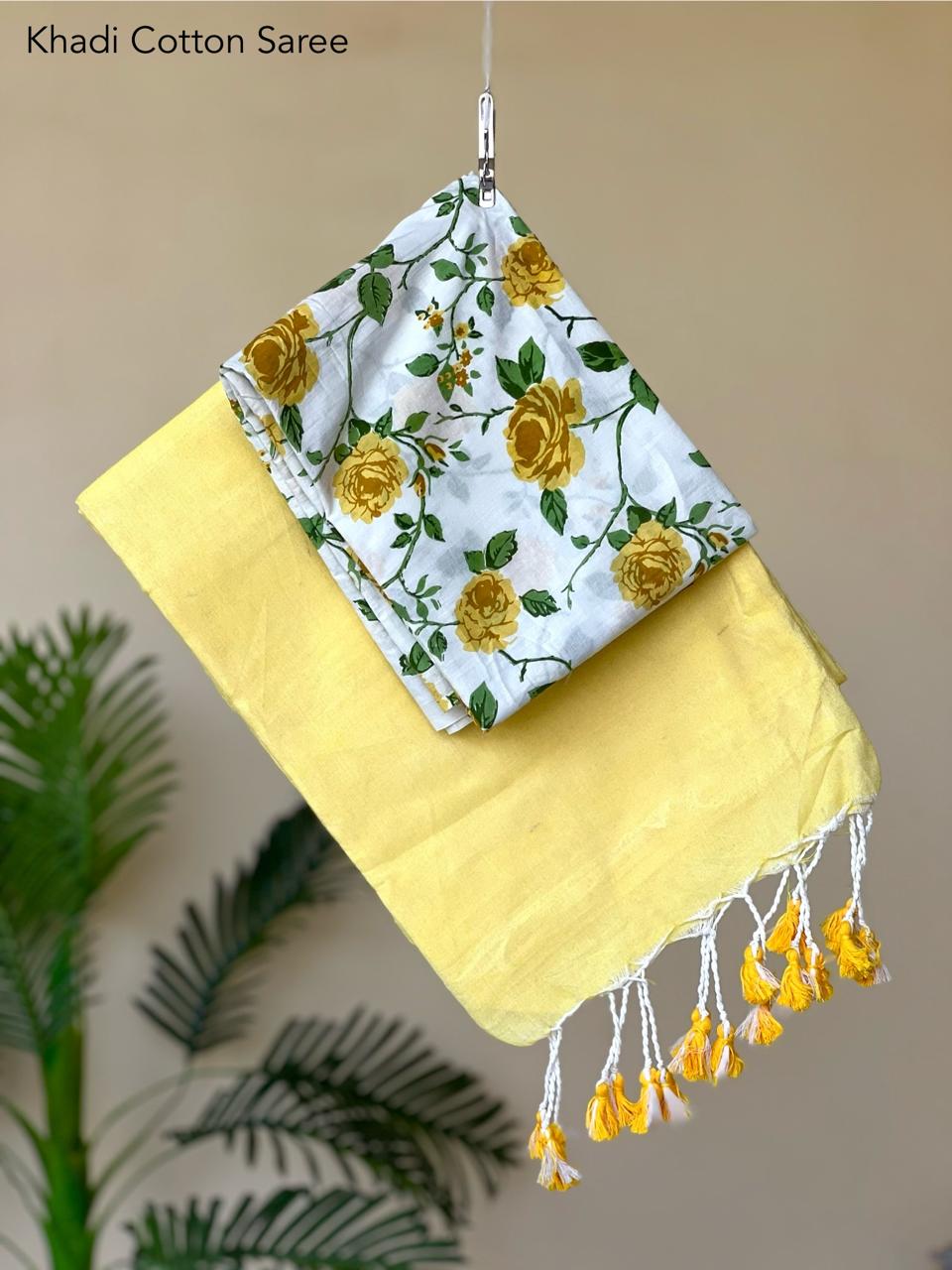 Khadi Cotton Saree with Blouse Piece